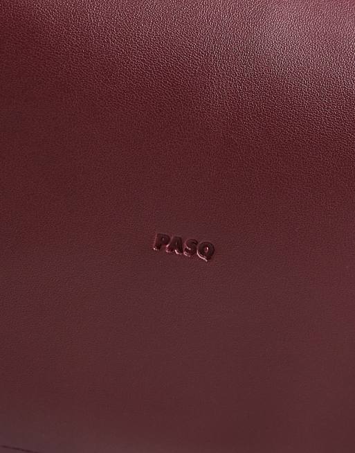 PASQ Slouch Tote Bag With Strap Detail In Burgundy