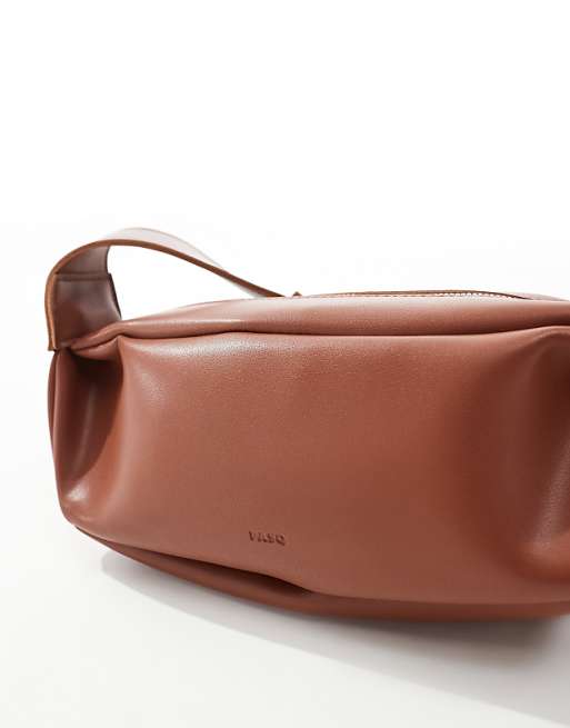 PASQ Soft Crossbody Crescent Bag In Brown