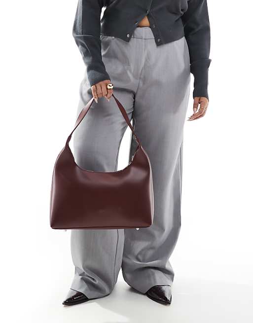 PASQ Structured Shoulder Bag In Burgundy