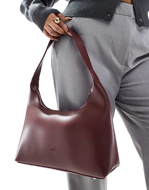 PASQ Structured Shoulder Bag In Burgundy