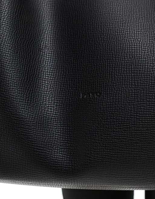 PASQ Textured Twin Strap Tote Bag With Creased Front Details In Black
