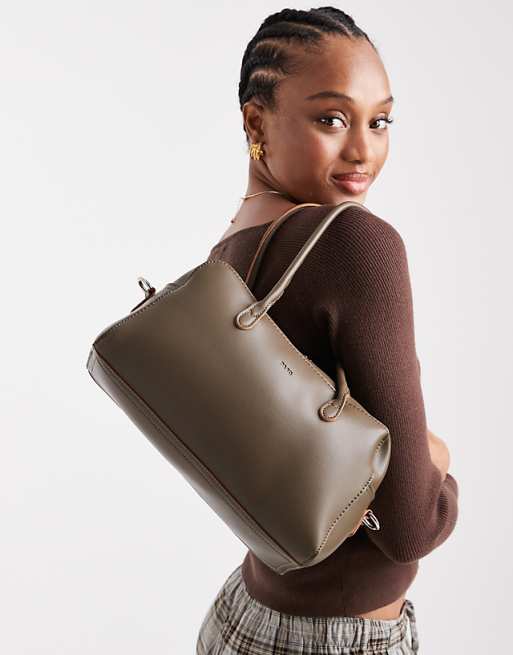 PASQ Twin Stap Medium Shoulder Bag In Green