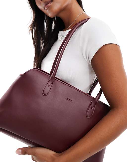 PASQ Twin Strap A Line Shoulder Bag In Burgundy