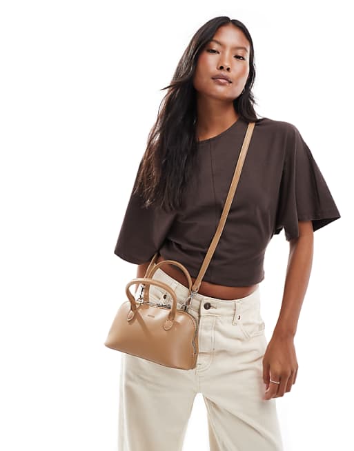 PASQ twin strap mini grab bag in brown