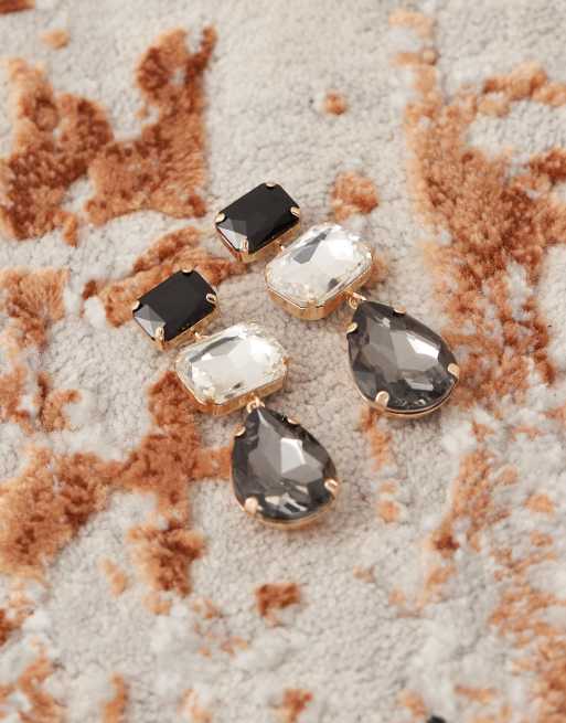 Petit Moments Alexi Glass Teardrop Stud Earrings In Black