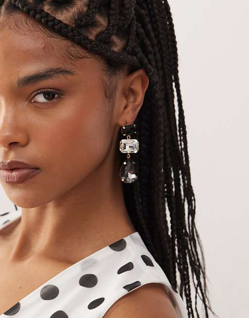 Petit Moments Alexi glass teardrop stud earrings in black