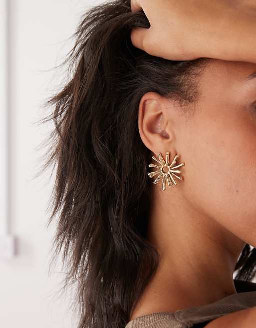 Petit Moments Disco Daisy Statement Earrings In Gold