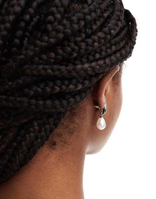 Petit Moments Liquid Pearl Drop Earrings In Silver