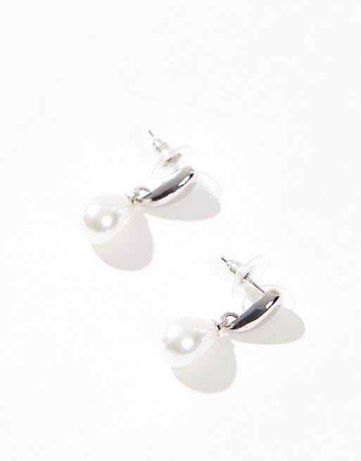 Petit Moments Liquid Pearl Drop Earrings In Silver