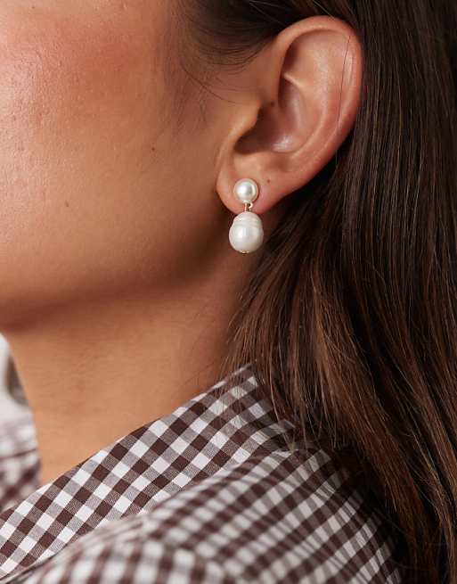 Petit Moments madeline double pearl drop earrings in gold