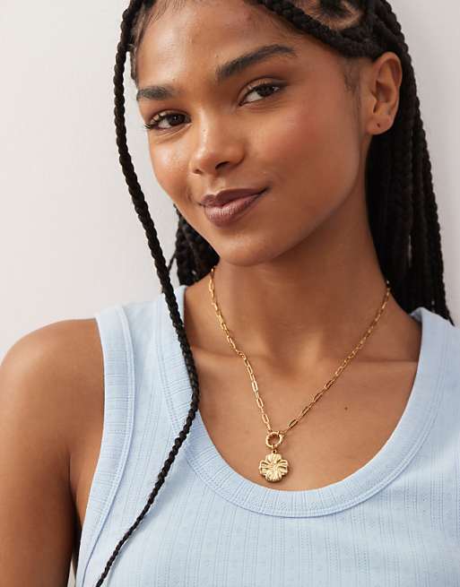 Petit Moments stainless steel flower chain necklace in gold