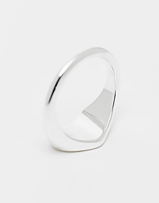 Pieces 18k Plated Heart Signet Ring In Silver