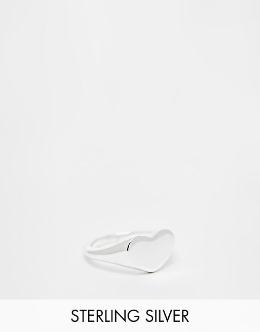 Pieces 18k plated heart signet ring in silver