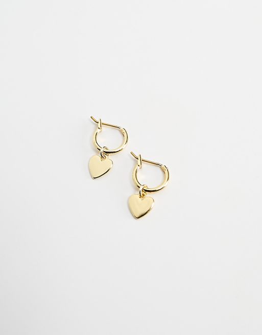 Pieces 18k Plated Hoop Earrings With Heart Drop In Gold