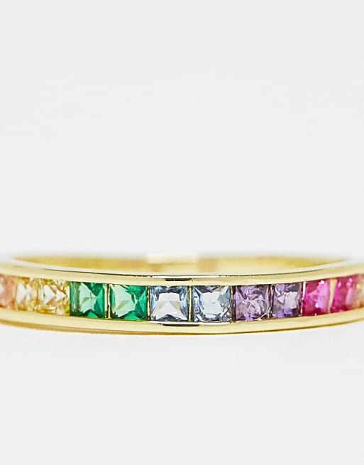 Pieces 18k Plated Rainbow Stacking Ring In Gold