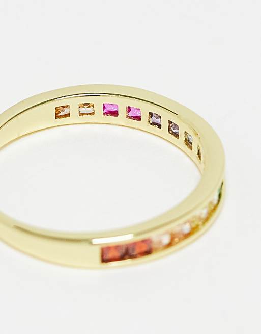 Pieces 18k Plated Rainbow Stacking Ring In Gold