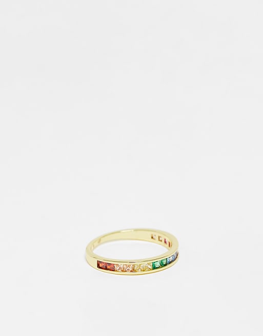 Pieces 18k Plated Rainbow Stacking Ring In Gold