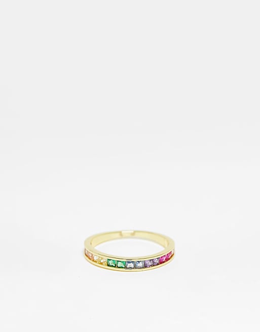 Pieces 18k plated rainbow stacking ring in gold