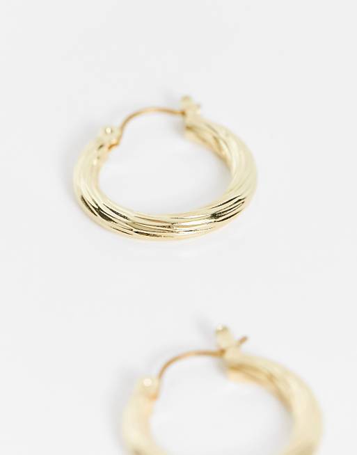 Pieces 18k Plated Vintage Medium Hoops In Gold