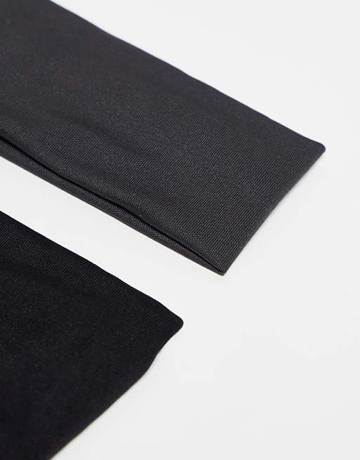 Pieces 2 Pack Jersey Headbands In Black & Grey