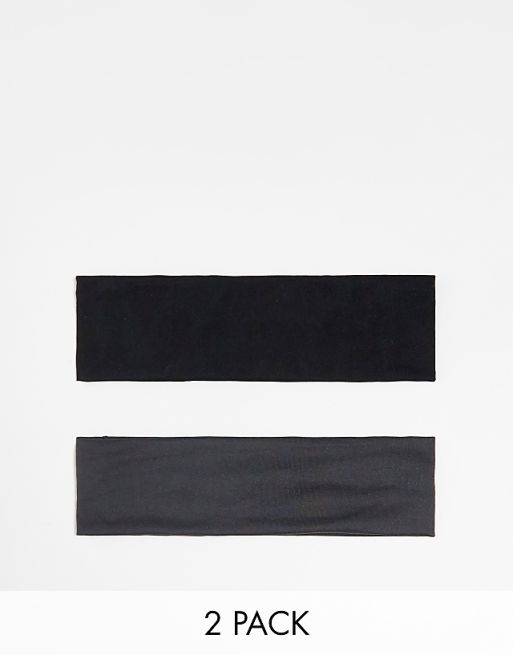 Pieces 2 pack jersey headbands in black & grey
