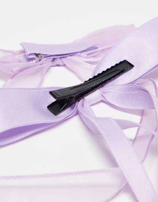 Pieces 2-pack Satin And Organza Mini Hair Bows In Lilac