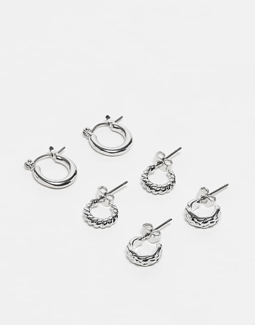 Pieces 3 pack huggie hoops in silver