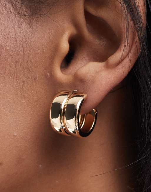 Pieces Chunky Double Hoop Earrings In Gold