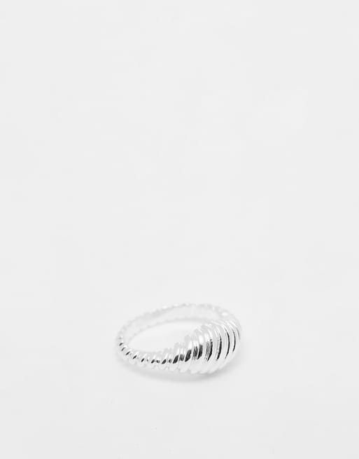 Pieces chunky textured ring in plated sterling silver