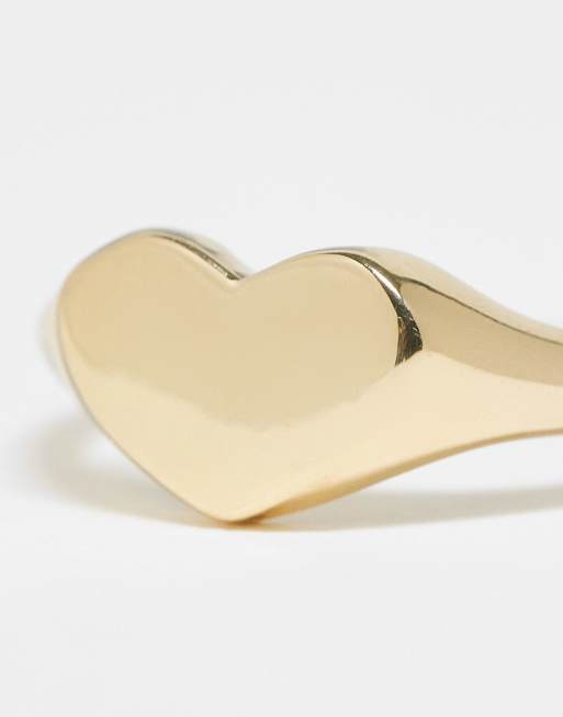 Pieces Curve 18k Plated Heart Signet Ring In Gold