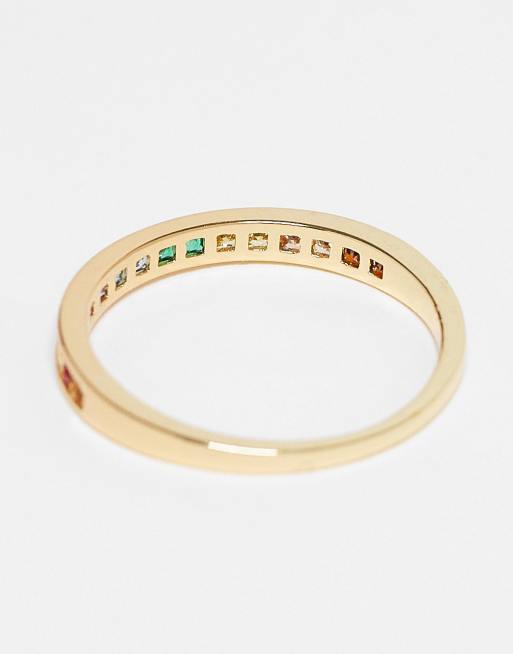 Pieces Curve 18k Plated Rainbow Stacking Ring In Gold