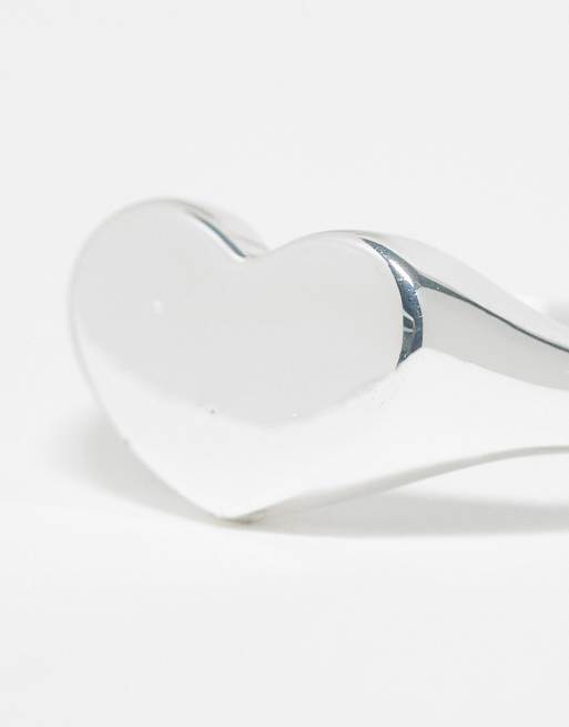 Pieces Curve Heart Signet Ring In Plated Plated Sterling Silver