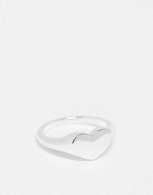Pieces Curve heart signet ring in plated plated sterling silver