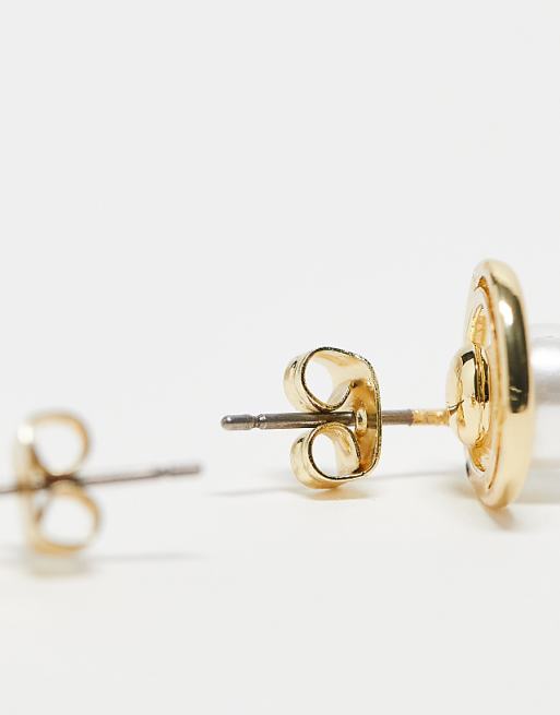 Pieces Drop Pearl And Stud 2-pack Earrings In Gold