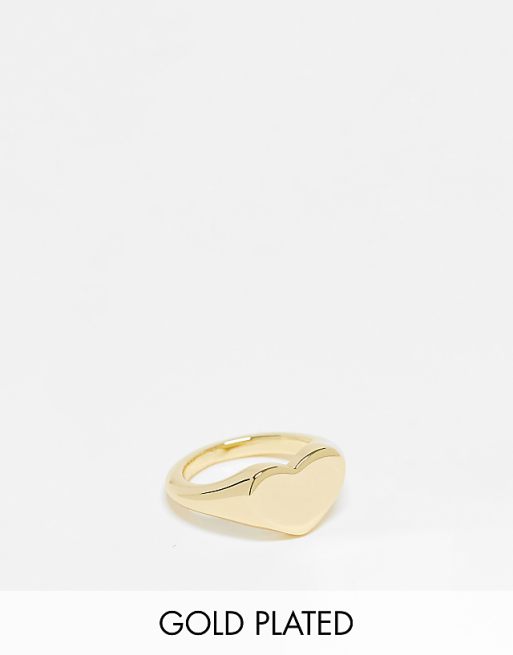 Pieces exclusive 18k plated heart signet ring in gold