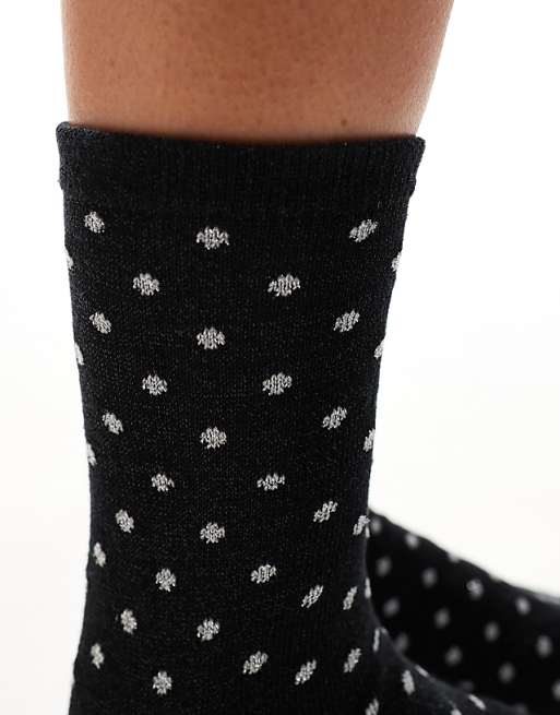 Pieces Glitter Polka Dot Socks In Black