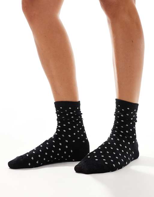 Pieces Glitter Polka Dot Socks In Black