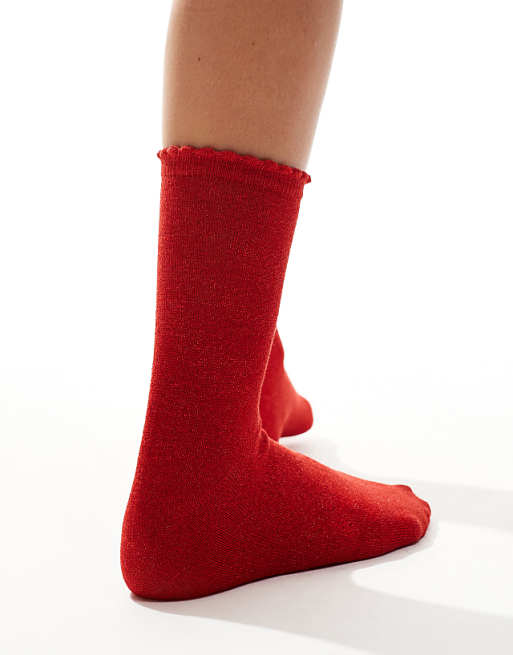 Pieces Glitter Socks In Red
