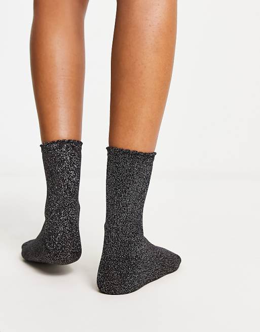 Pieces Glitter Socks In Silver Black