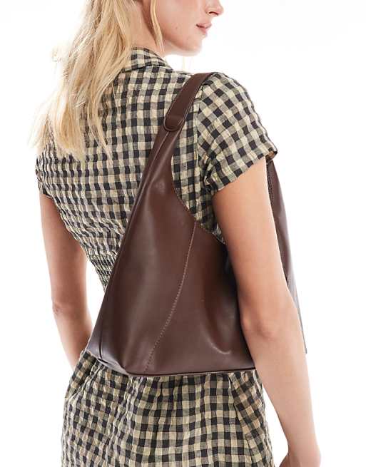 Pieces Leather Look Bucket Bag In Brown