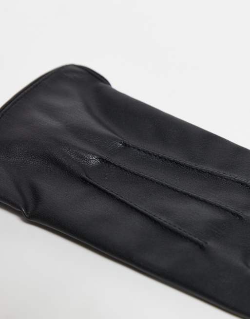 Pieces Leather Look Gloves In Black