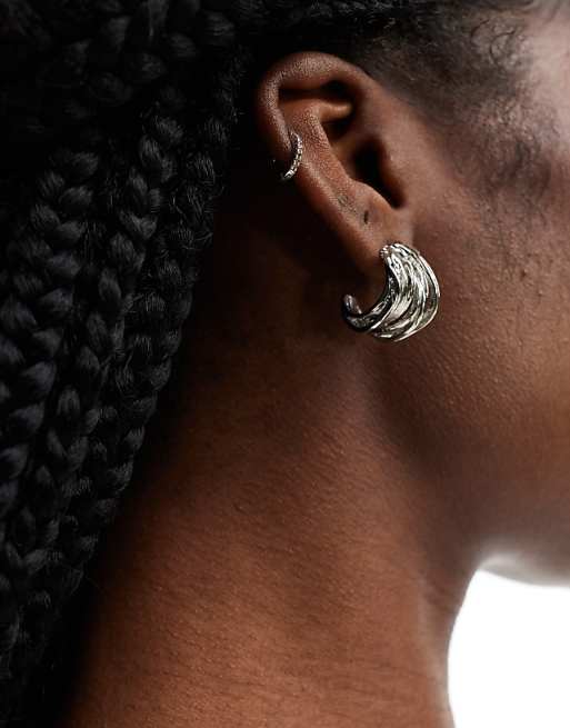 Pieces multistrand hopp earrings in silver