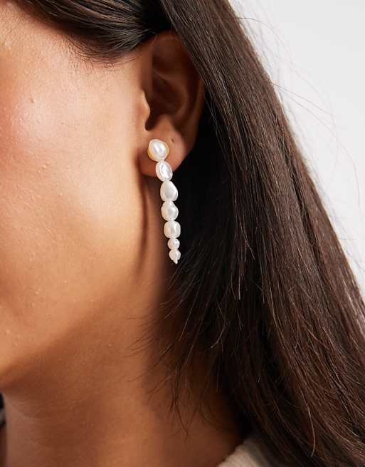 Pieces pearl drop earrings In gold tone