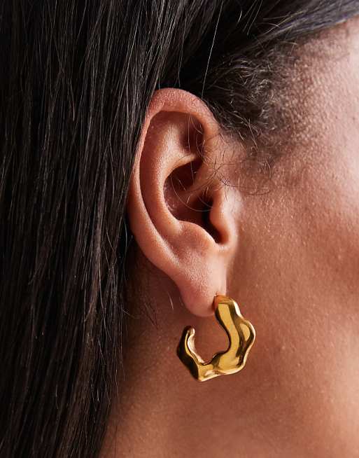 Pieces stainless steel molten twist hoops in gold tone