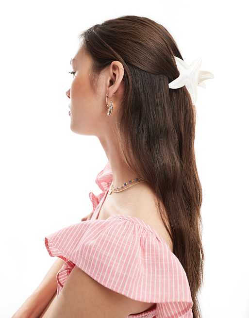 Pieces starfish hair claw clip in neutral