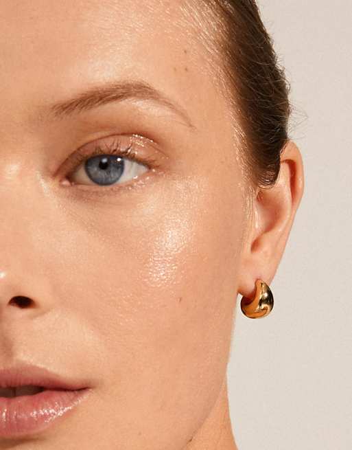 Pilgrim Alexane chunky mini hoop earrings in gold plated