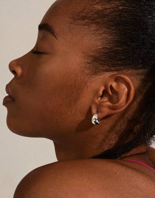 Pilgrim Alexane chunky mini hoop earrings in silver plated