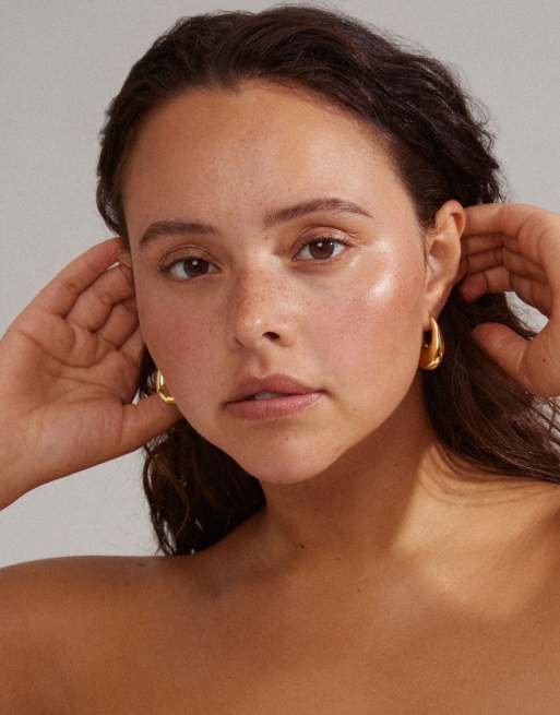Pilgrim Autumn Chunky Retro Hoop Earrings In Gold Plated