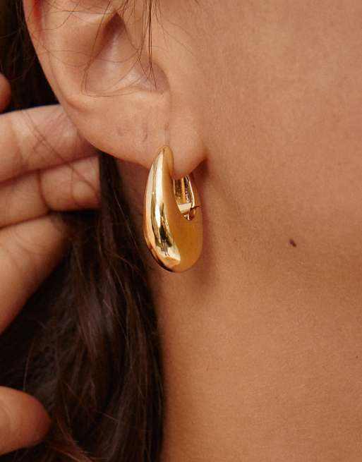 Pilgrim Autumn chunky retro hoop earrings in gold plated