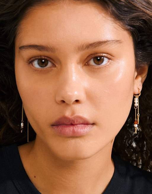 Pilgrim Between chain earrings in gold plated